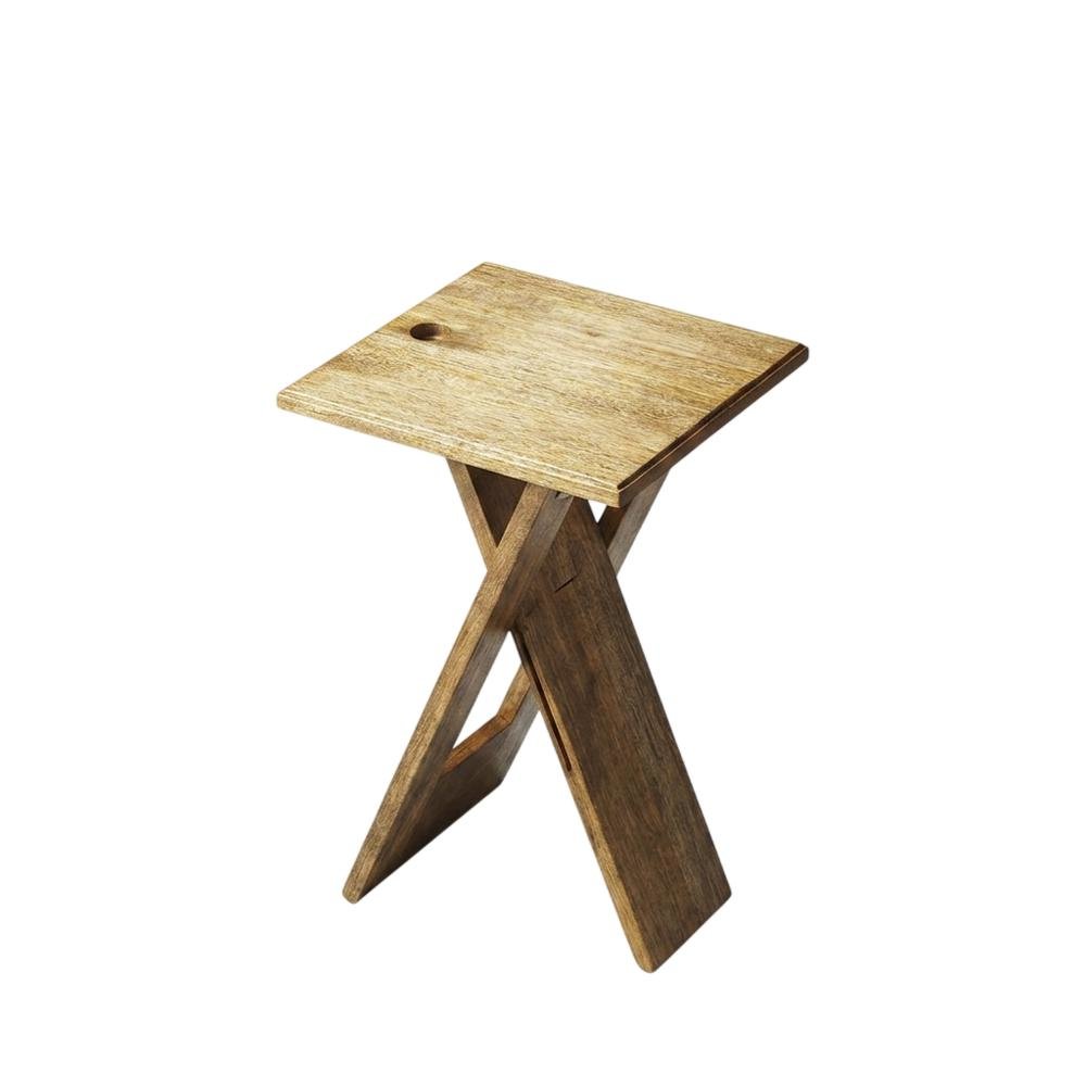 Square Folding Side Table, Transitional Wood Accent Table for Living Room, Brown. Picture 5