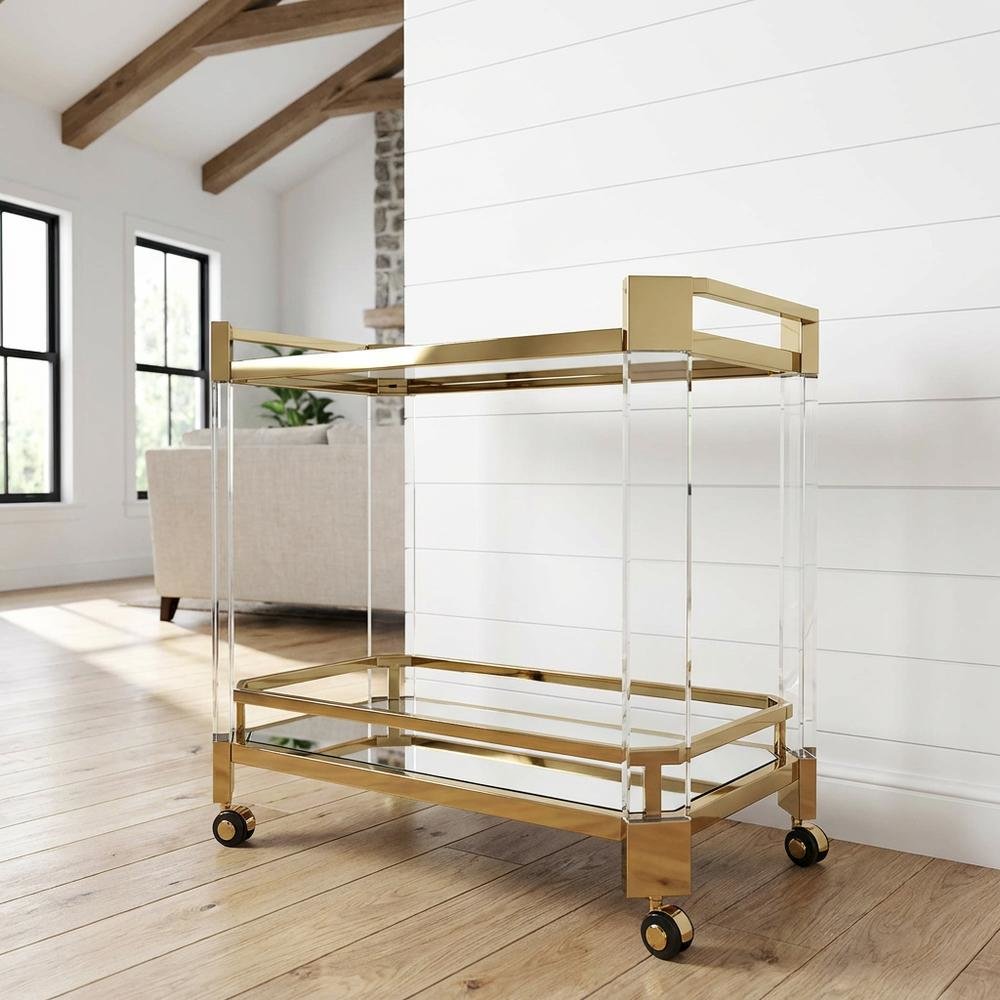 Modern Serving Cart with Storage, Contemporary Bar Cart for Kitchen Use. Picture 2