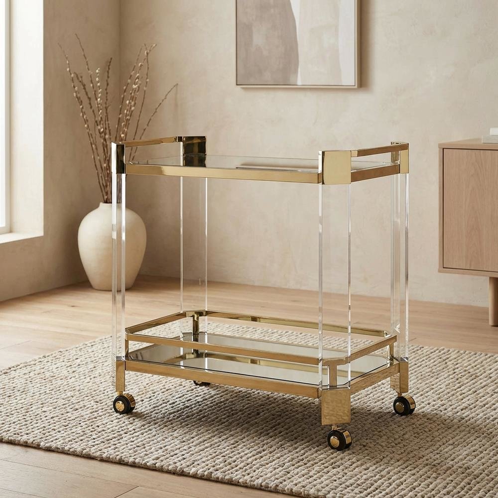 Modern Serving Cart with Storage, Contemporary Bar Cart for Kitchen Use. Picture 3