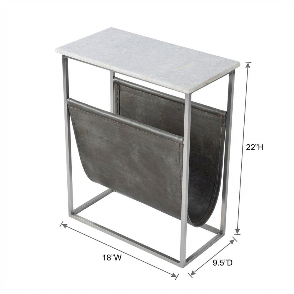 Modern Magazine Table with Marble Top, Metal Accent Side Table for Living Room. Picture 4