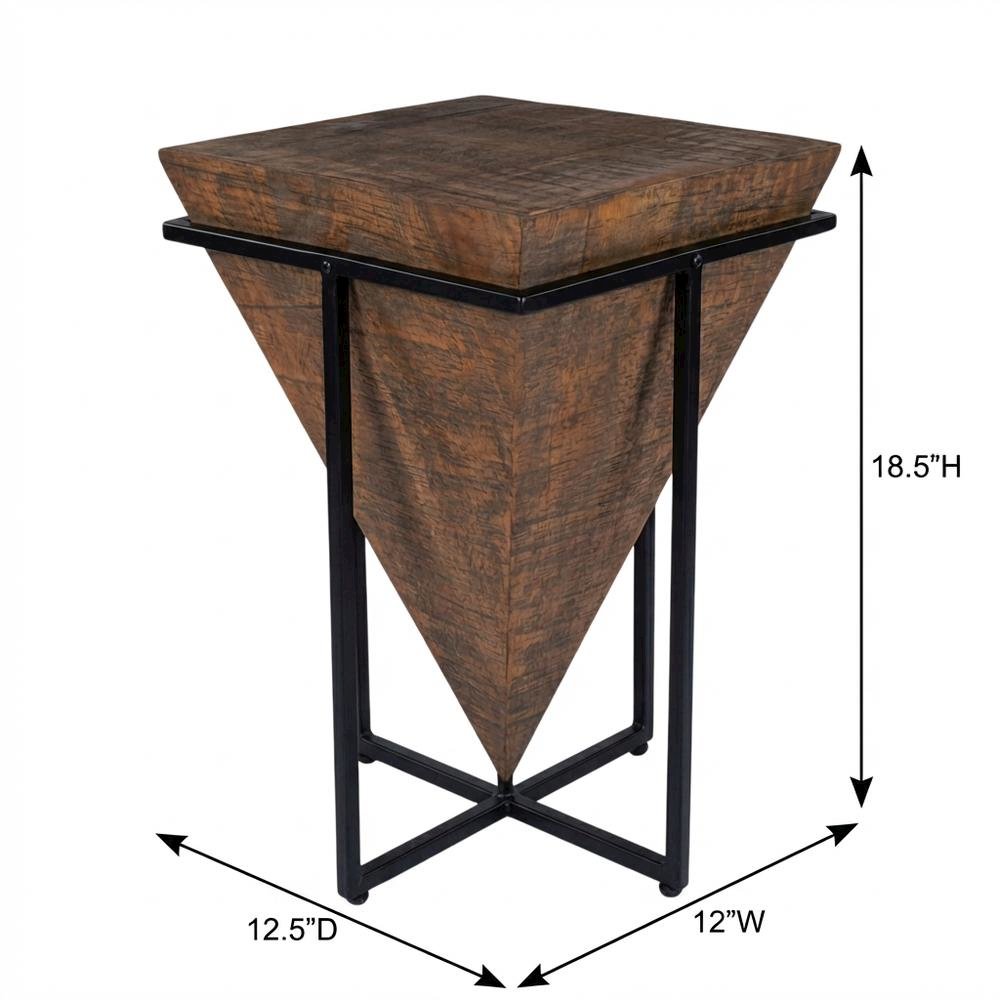 Triangular Wood Accent Table, Modern Contemporary Side Table for Living Room. Picture 4