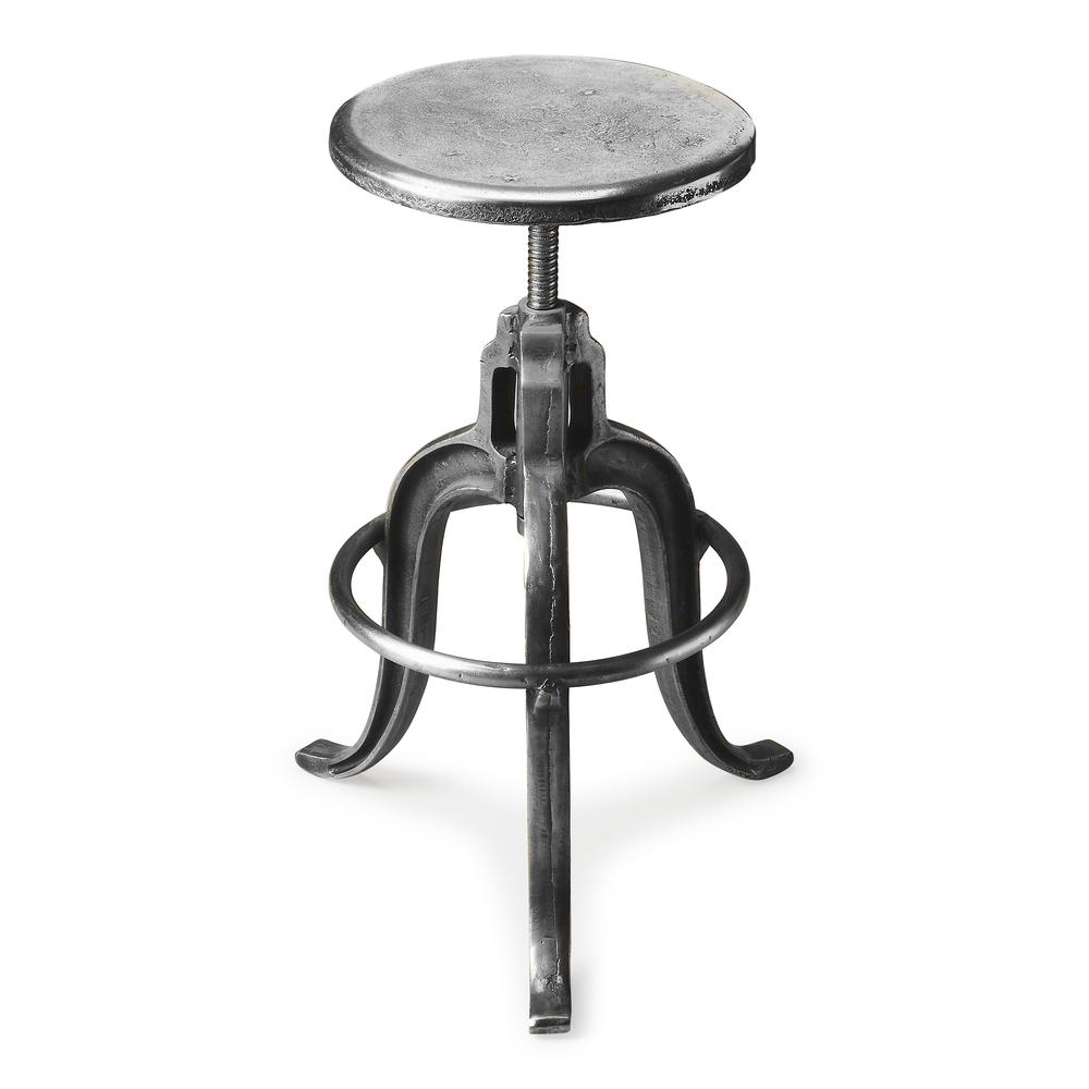 Parnell Adjustable Swivel Iron 22" Bar Stool, Silver. Picture 1