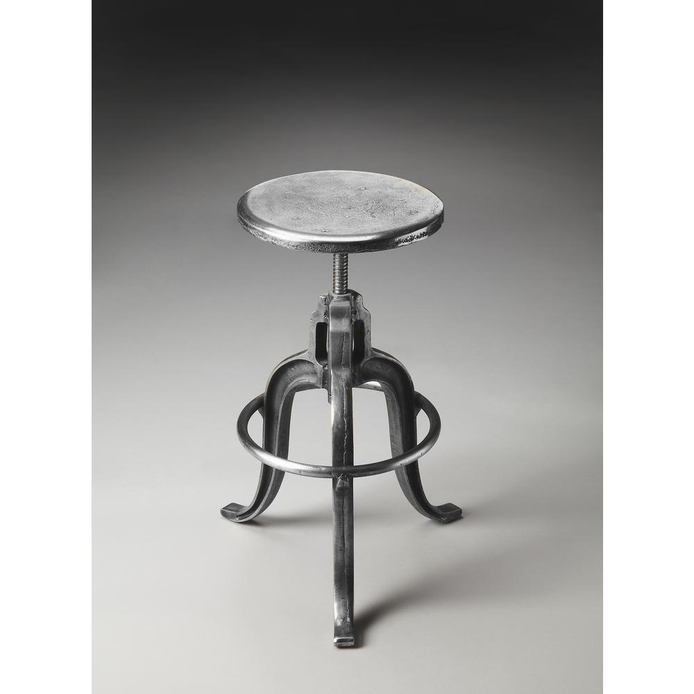 Parnell Adjustable Swivel Iron 22" Bar Stool, Silver. Picture 3