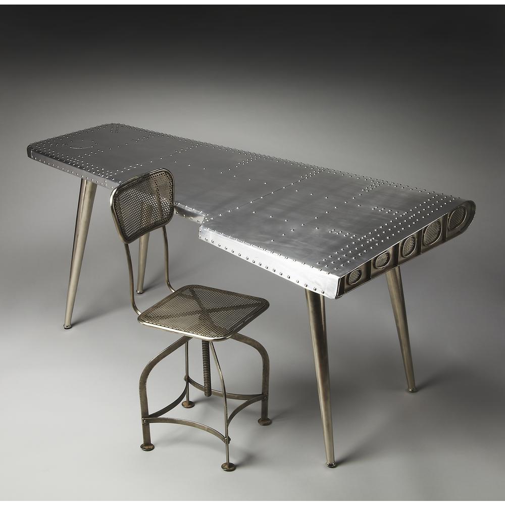 Midway Aviator Desk, Silver. Picture 6