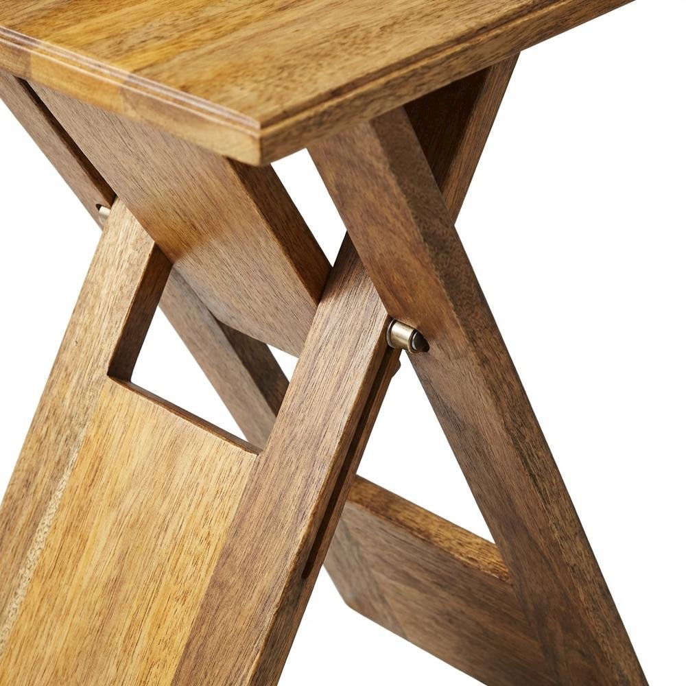 Square Folding Side Table, Transitional Wood Accent Table for Living Room, Brown. Picture 7