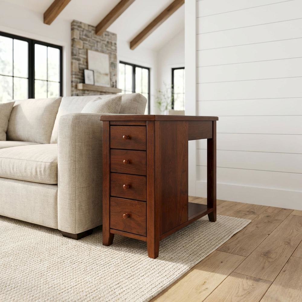 4-Drawer Chairside Chest with Storage, Transitional Side Table for Living Room. Picture 2