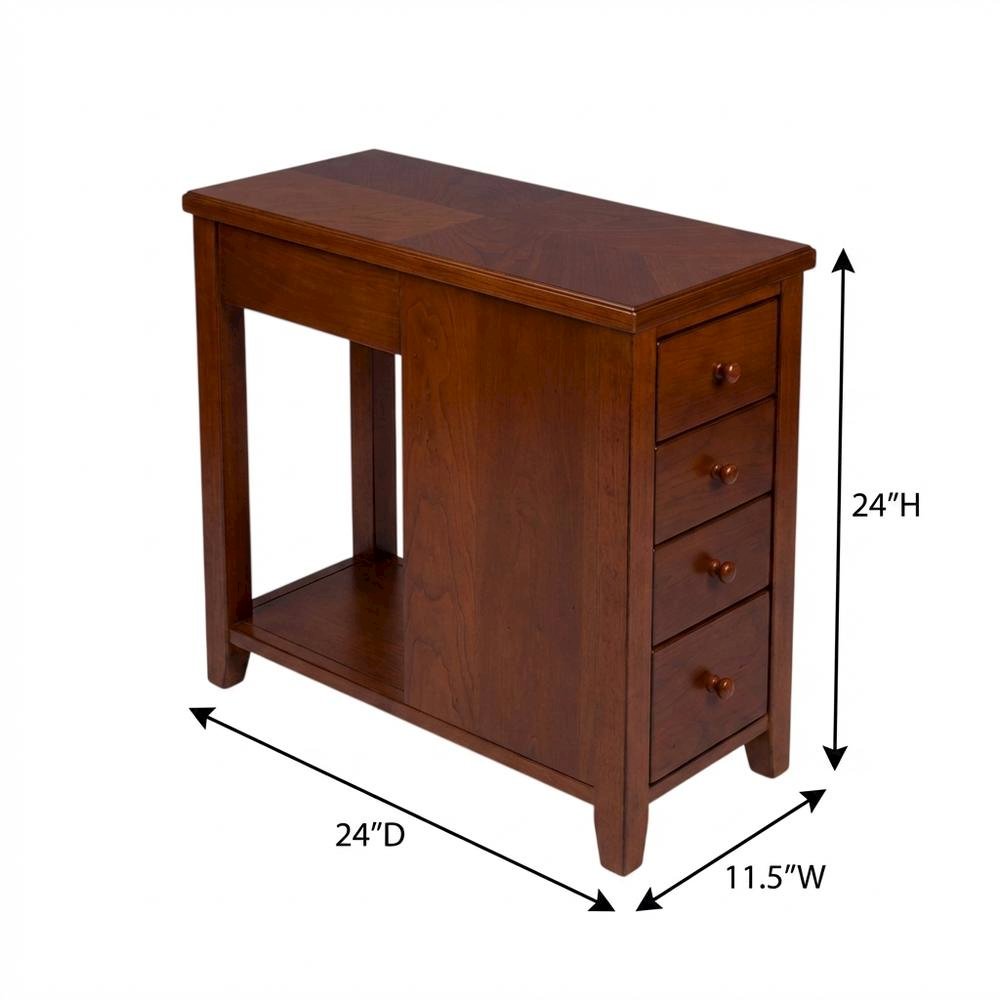 4-Drawer Chairside Chest with Storage, Transitional Side Table for Living Room. Picture 4