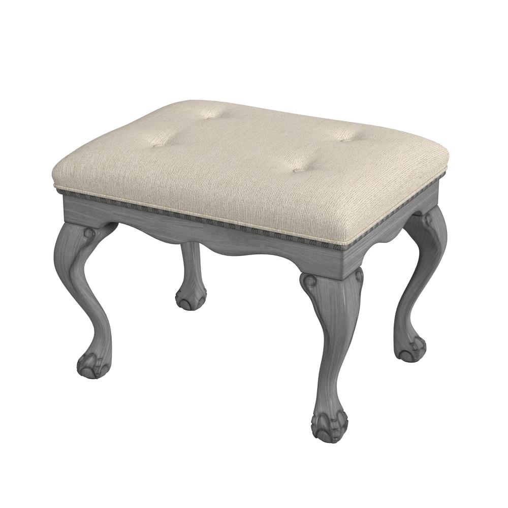 Ashford Upholstered 25.5"W Vanity Stool, Gray. Picture 1