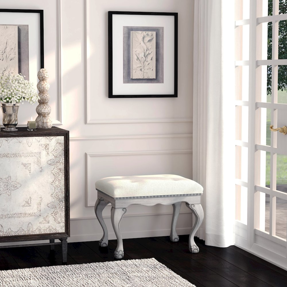 Ashford Upholstered 25.5"W Vanity Stool, Gray. Picture 6