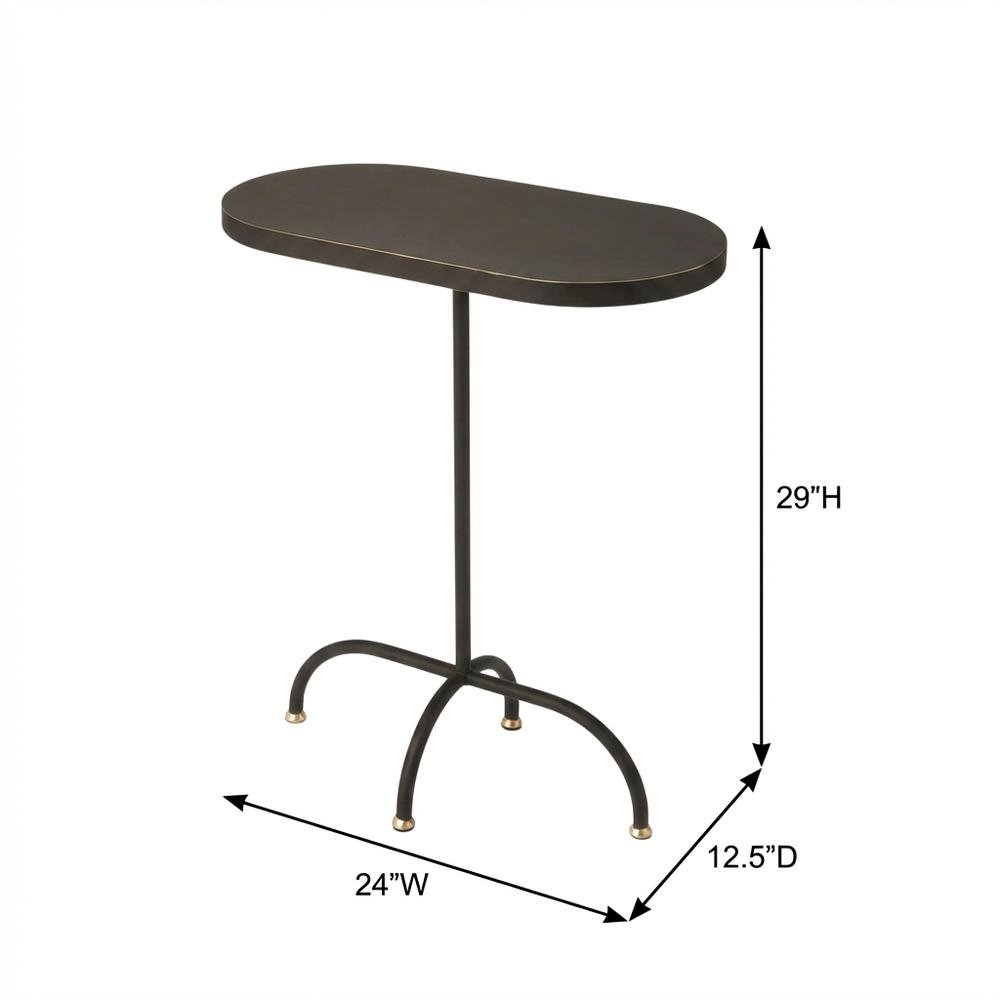 Geometric End Table, Industrial Oval Accent Side Table for Living Room. Picture 4