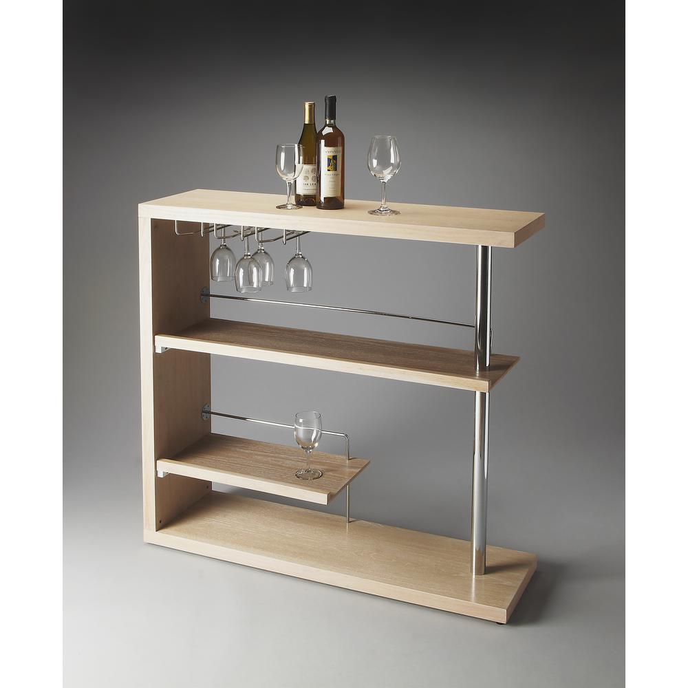 Broadway Modern Bar Cabinet, Light Brown. Picture 2