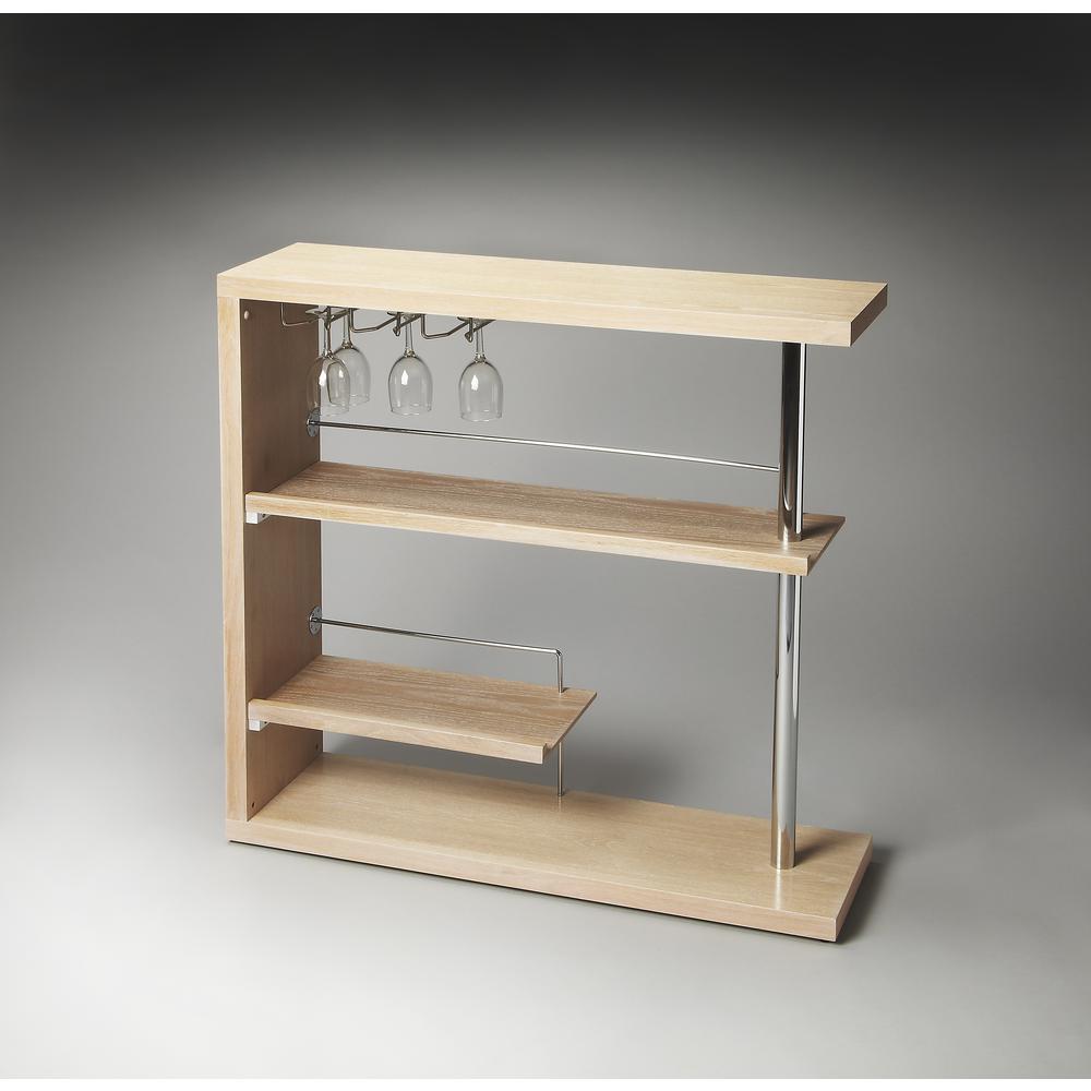 Broadway Modern Bar Cabinet, Light Brown. Picture 3