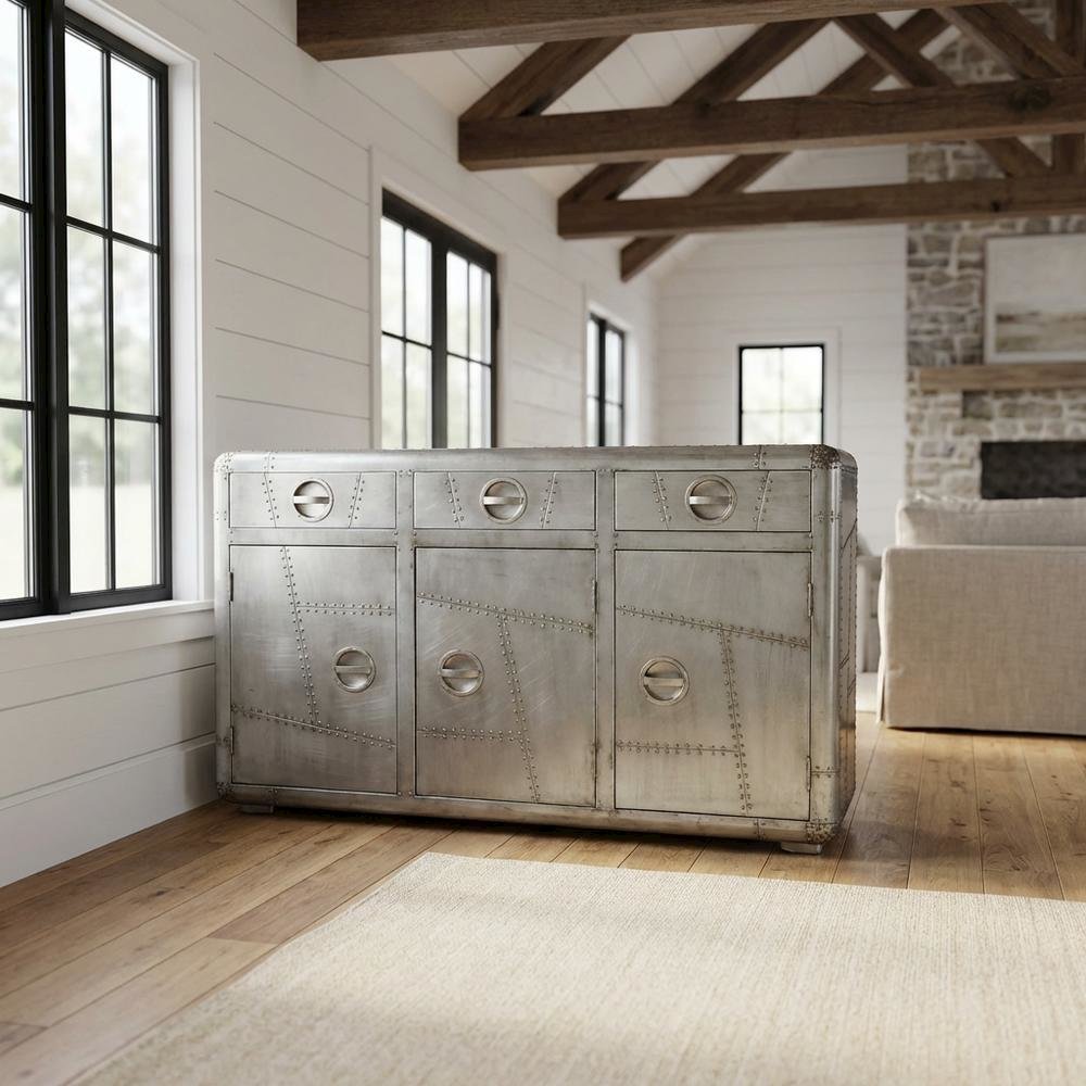 Industrial Console Cabinet with 3 Drawers, Entryway Accent Table for Living Room. Picture 2