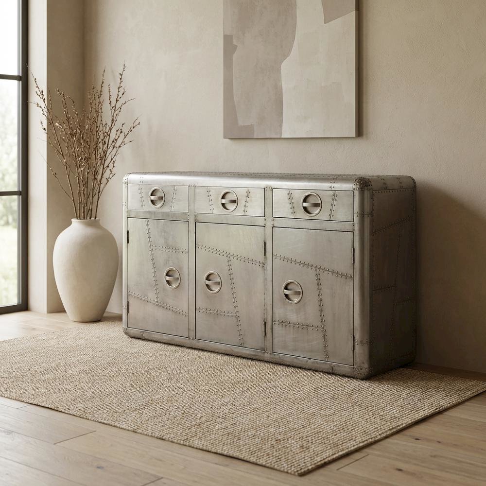 Industrial Console Cabinet with 3 Drawers, Entryway Accent Table for Living Room. Picture 3