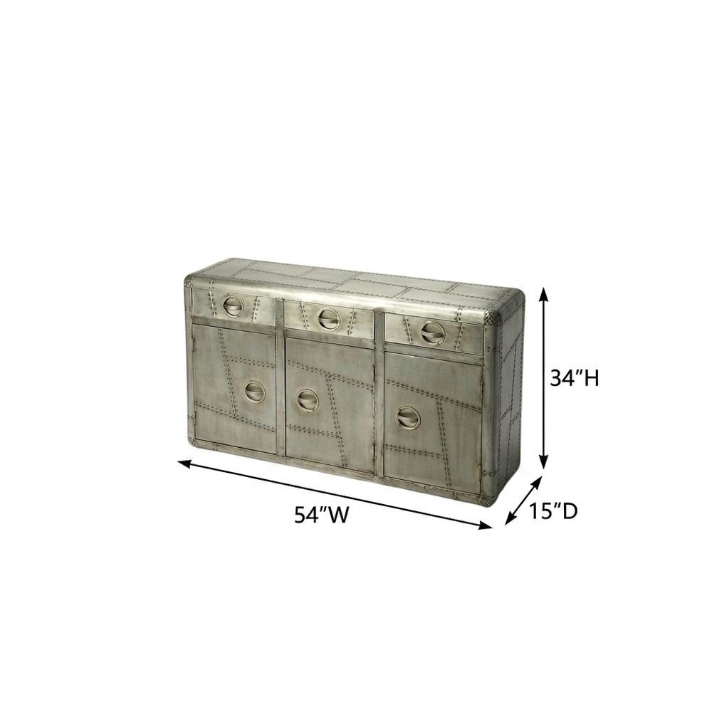 Industrial Console Cabinet with 3 Drawers, Entryway Accent Table for Living Room. Picture 4