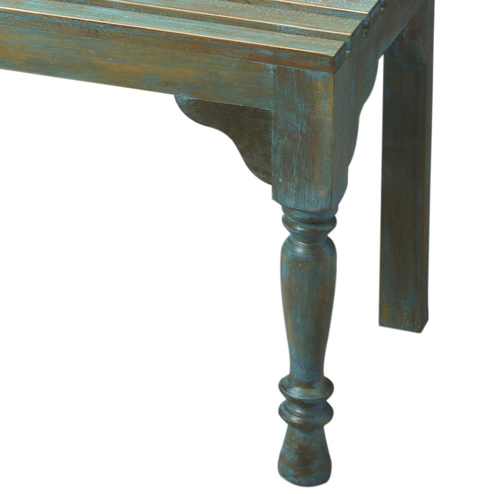 Roseland Solid Wood 30.25"W Bench, Blue. Picture 3