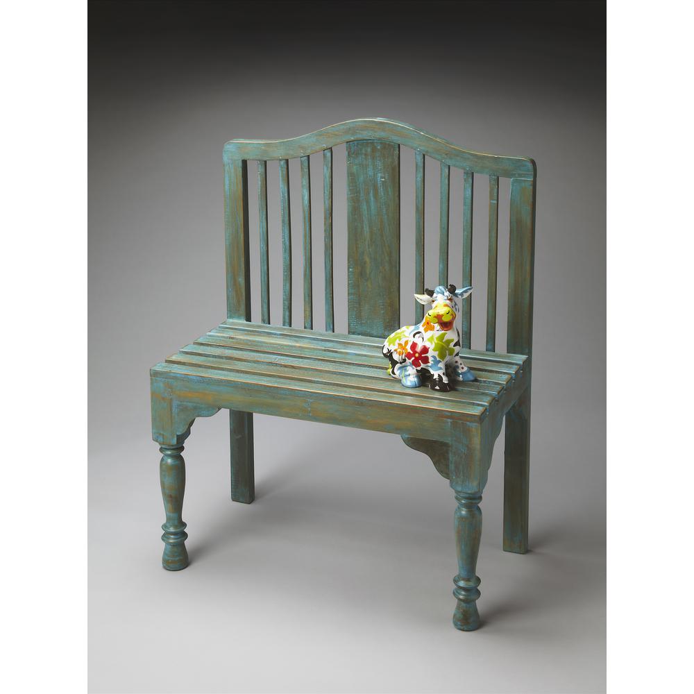 Roseland Solid Wood 30.25"W Bench, Blue. Picture 4