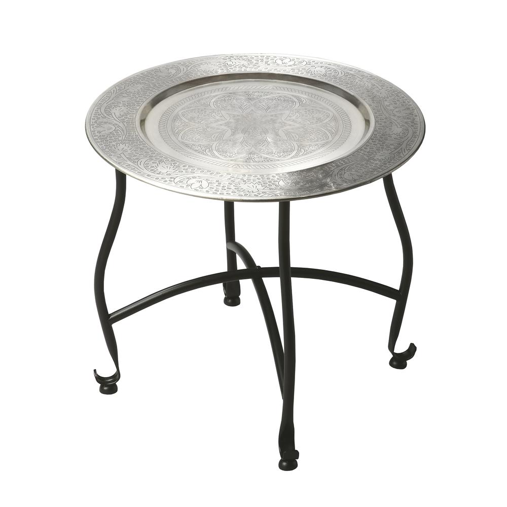 Moroccan Metal Tray Table, Multi-Color. Picture 1