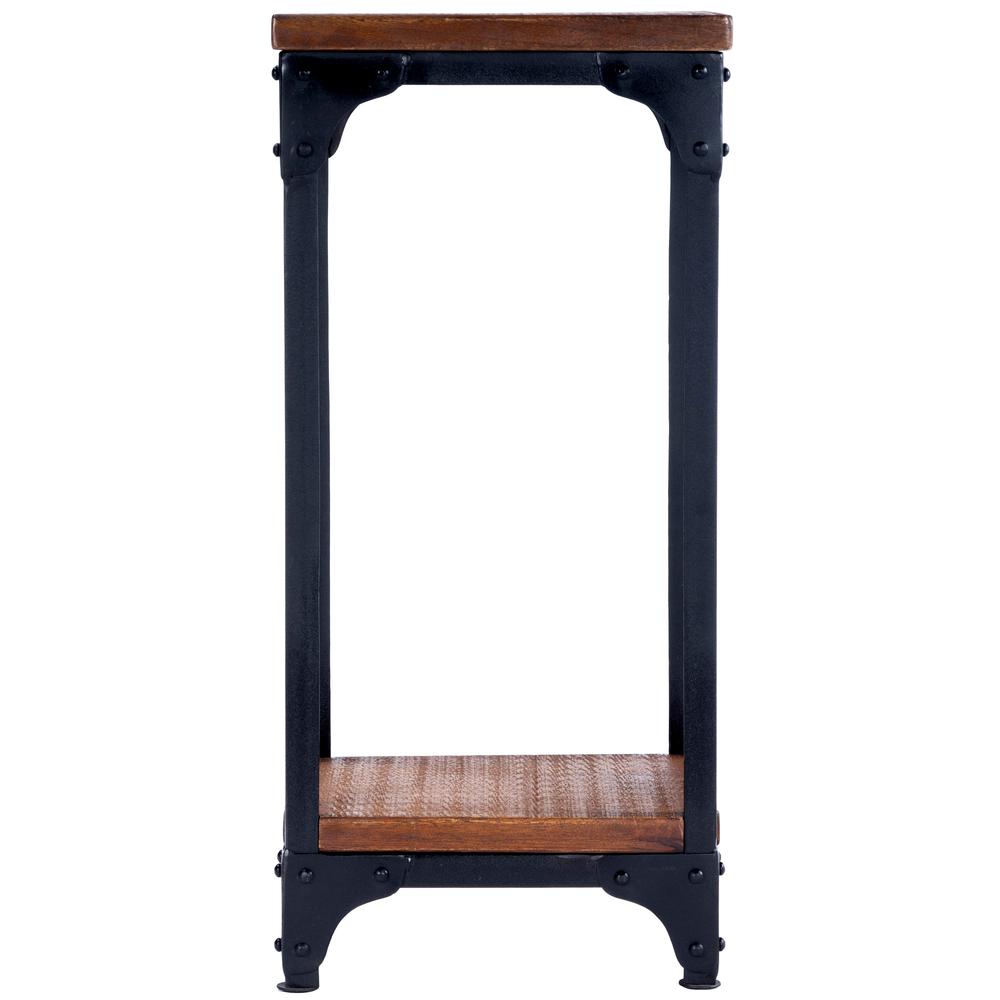 Gandolph Industrial Chic Wood & Iron Pedestal Stand, Medium Brown. Picture 4