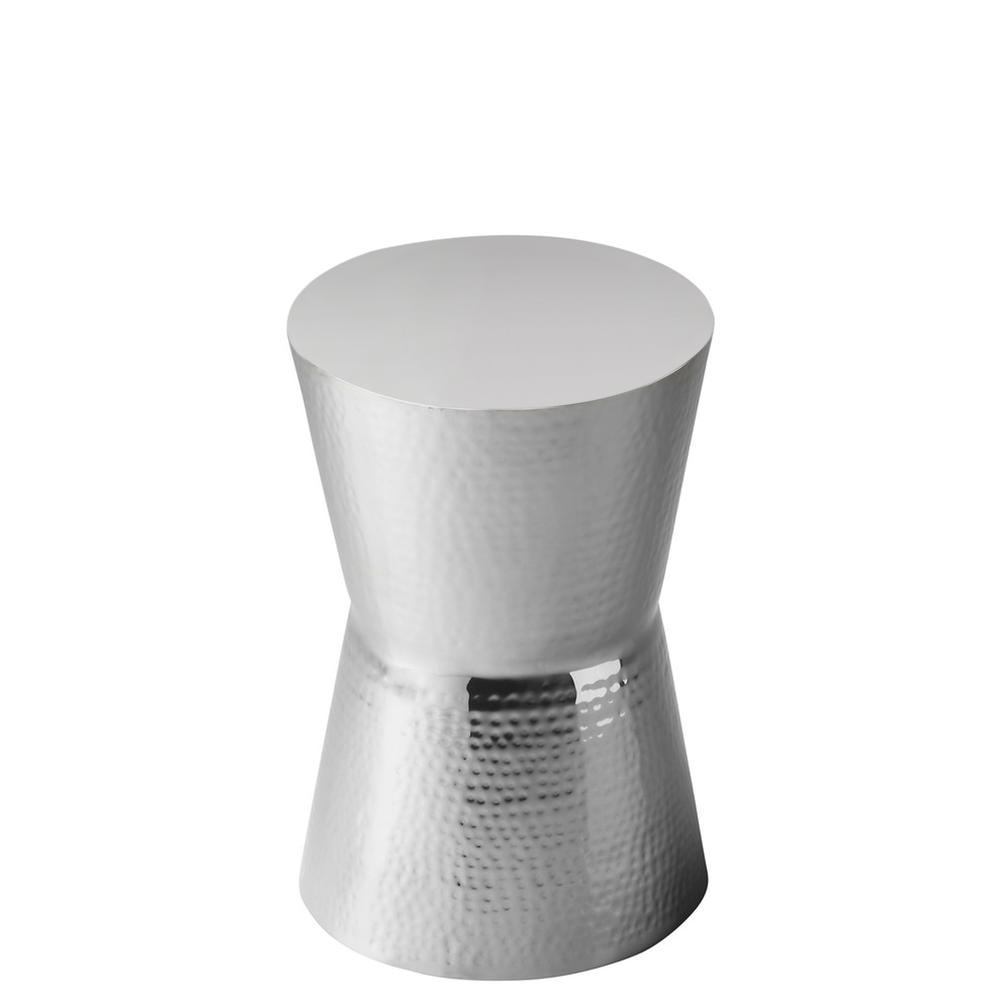 Dimple Round 12"W Side Table, Silver. Picture 1