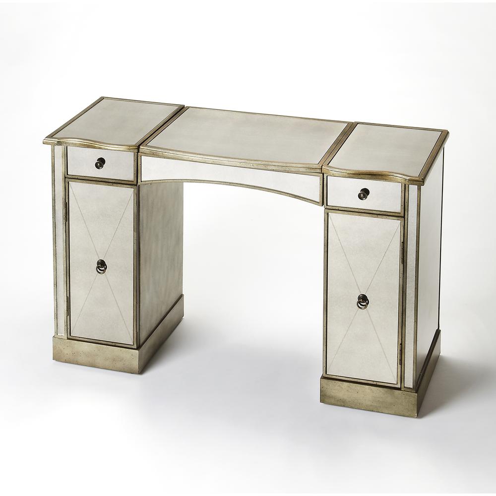 Celeste Mirrored Vanity Table, Silver. Picture 1