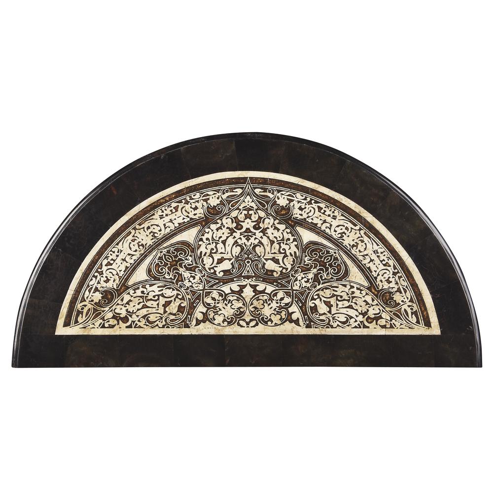 Fabiola Fossil Stone Demilune Console Table, Multi-Color. Picture 2