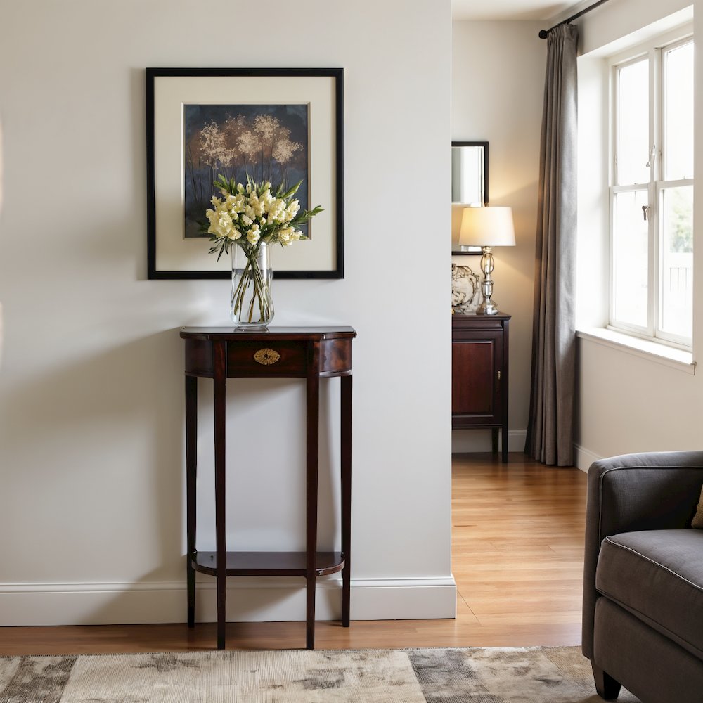 Elegant Narrow Entryway Table in Dark Brown for Living Room and Hall. Picture 6