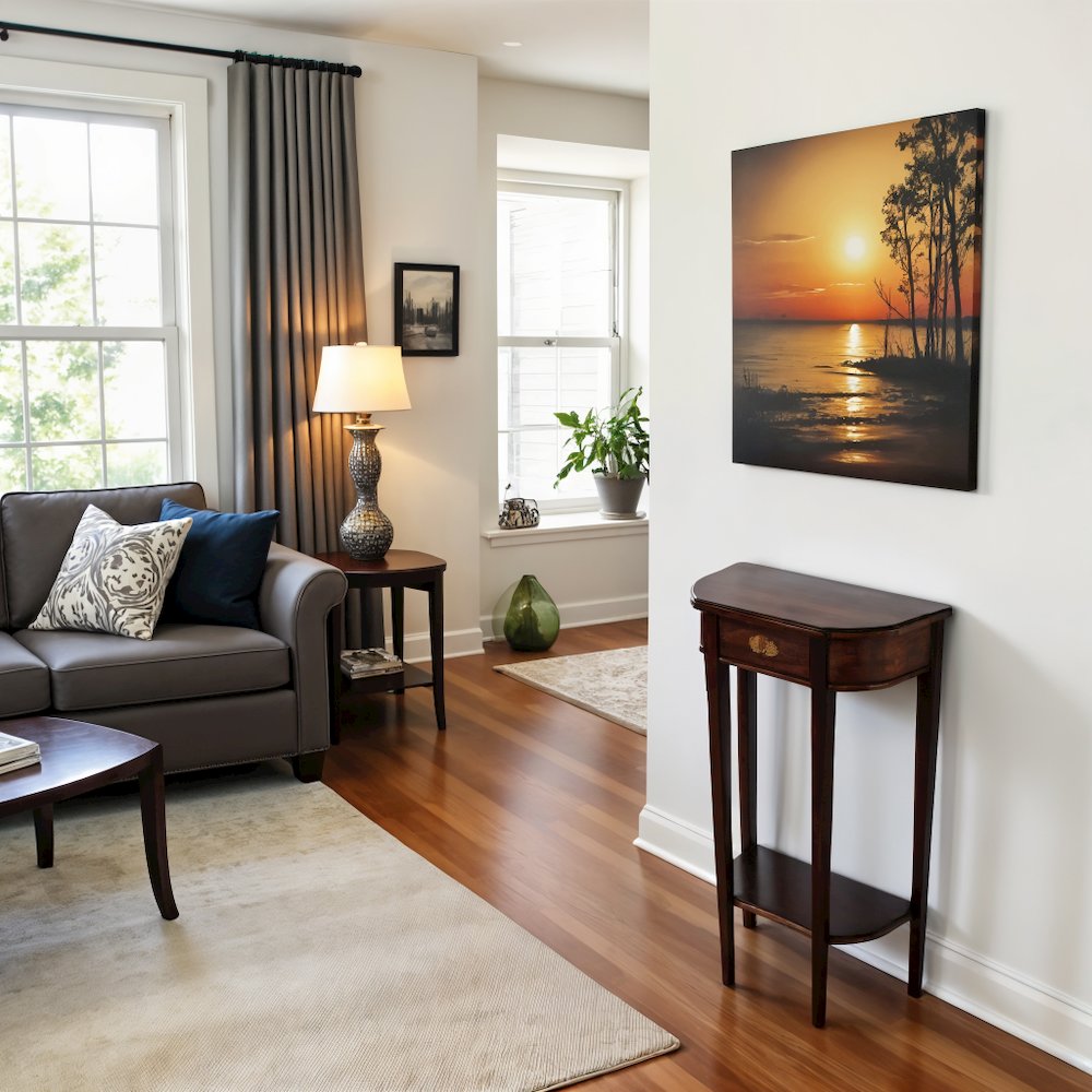 Elegant Narrow Entryway Table in Dark Brown for Living Room and Hall. Picture 4
