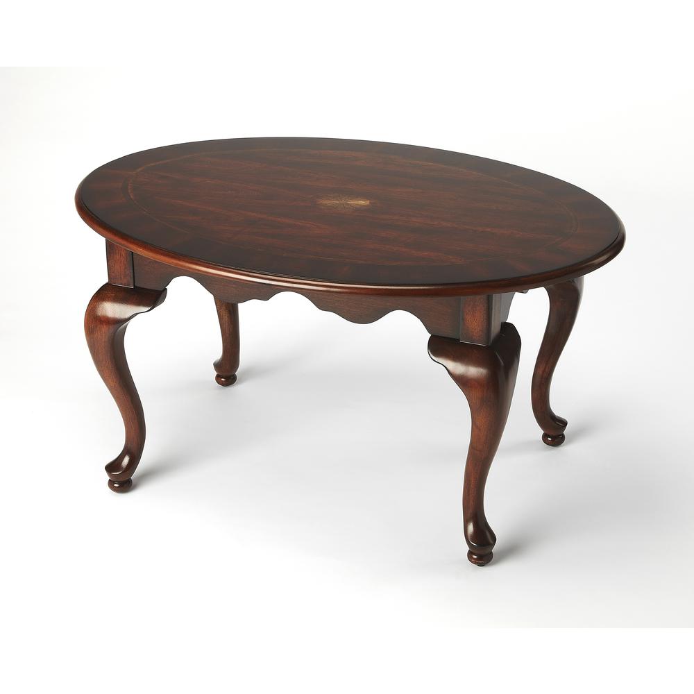 Grace Oval 4 Legs Coffee Table, Dark Brown. Picture 1