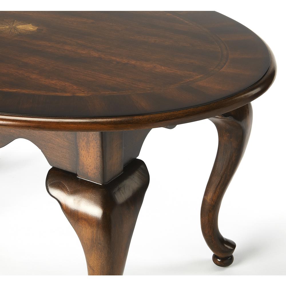 Grace Oval 4 Legs Coffee Table, Dark Brown. Picture 3