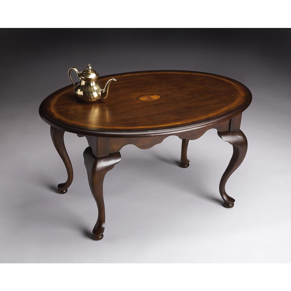 Grace Oval 4 Legs Coffee Table, Dark Brown. Picture 4