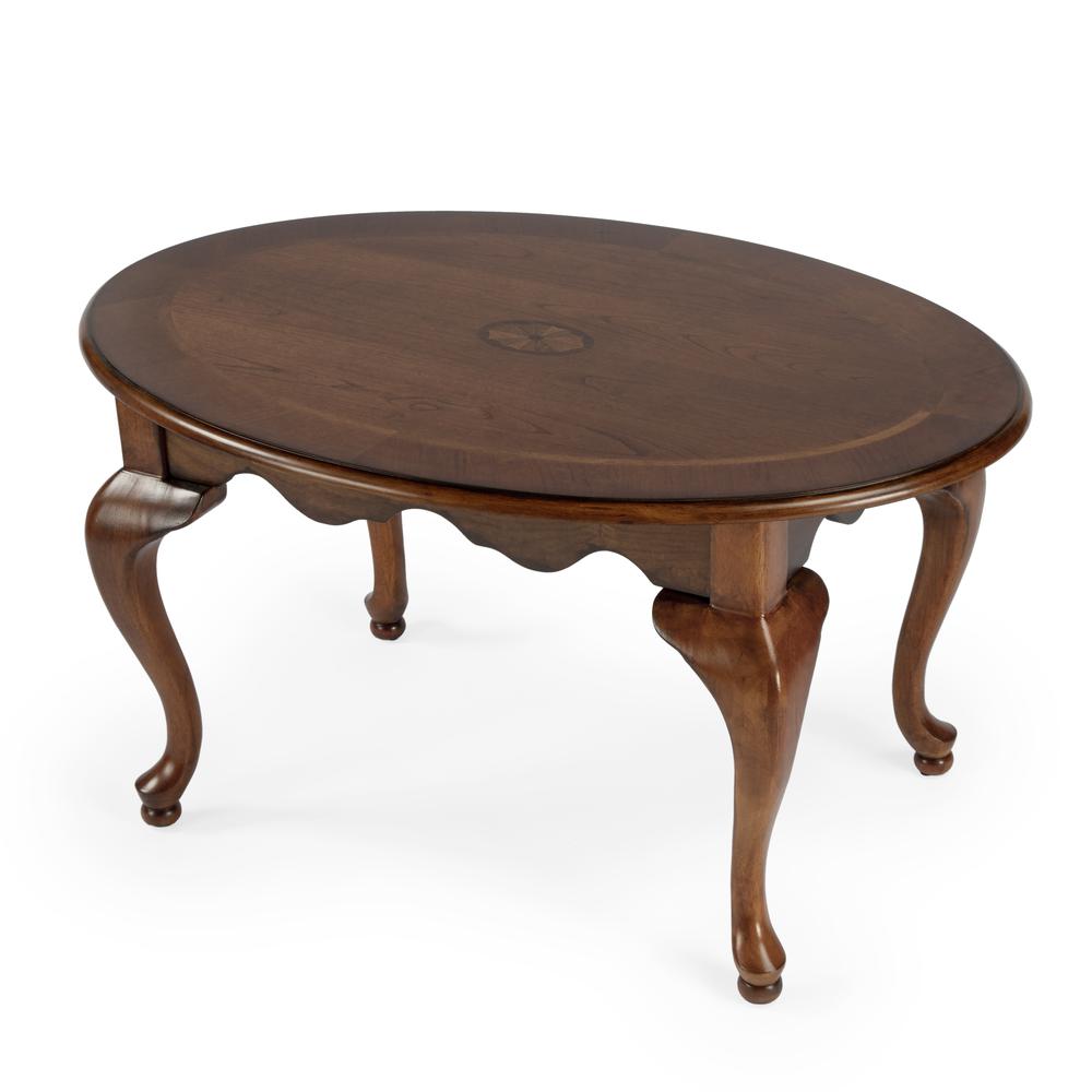 Grace Oval 4 Legs Coffee Table, Medium Brown. Picture 1