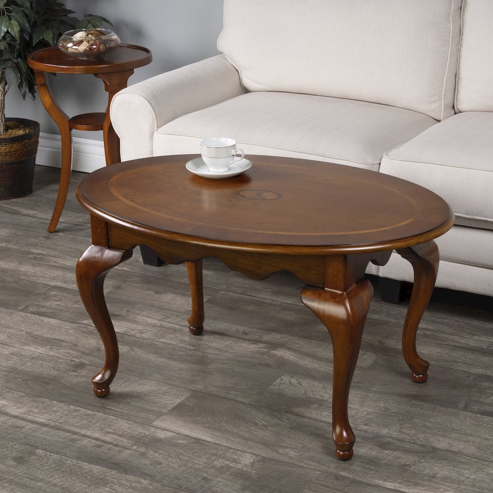 Grace Oval 4 Legs Coffee Table, Medium Brown. Picture 8