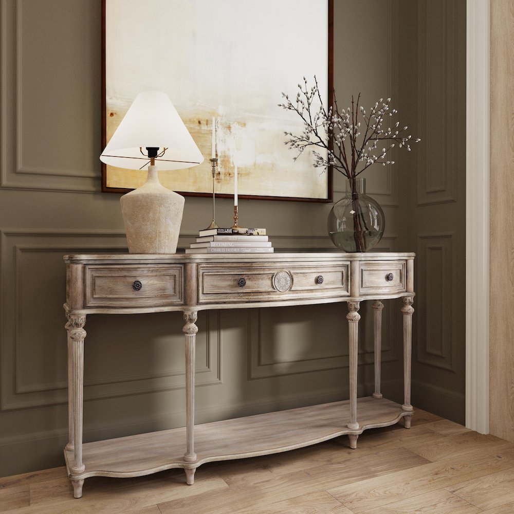Peyton Console Table, Gray, Natural. Picture 2