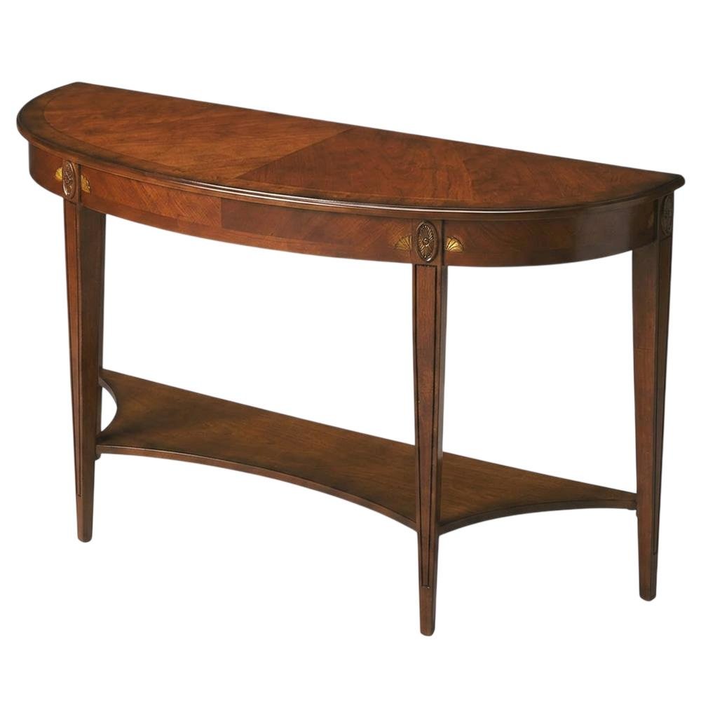 Demilune Console Table with Distressed Finish, Traditional Entryway Sofa Table. Picture 5