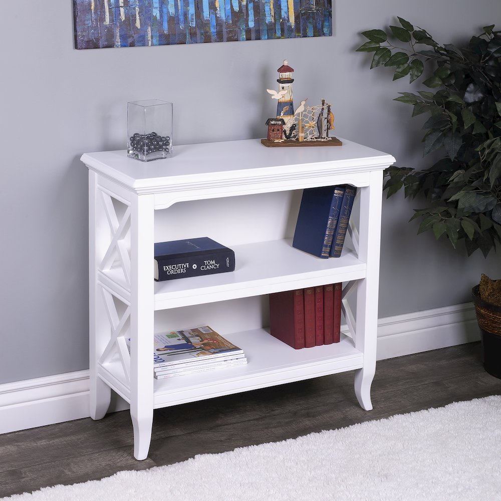 Newport 32"W 2 Shelf Bookcase, White. Picture 6