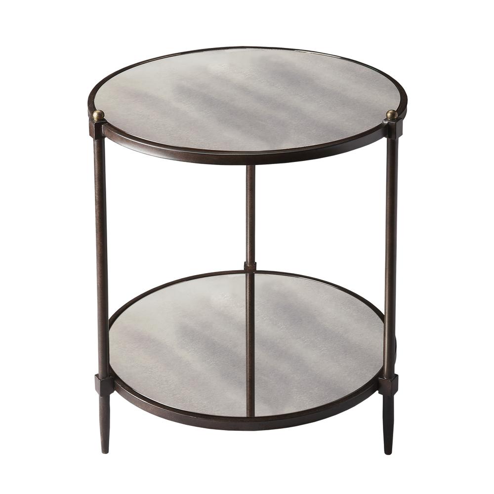 Peninsula Mirrored Side Table, Gray. Picture 1