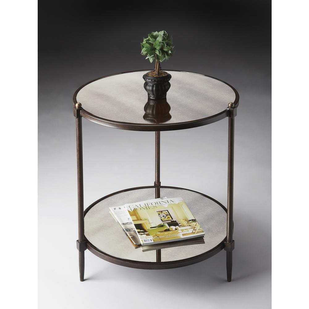 Peninsula Mirrored Side Table, Gray. Picture 2