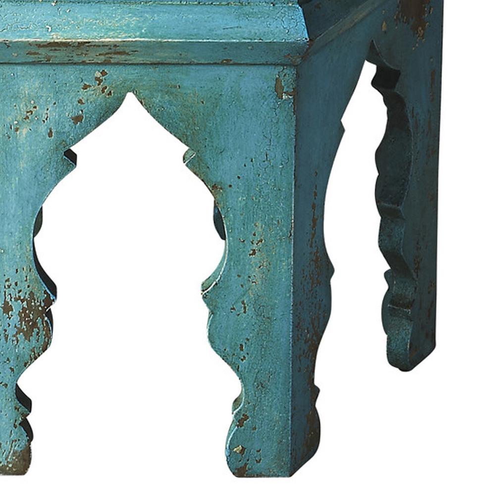 Tangiers Solid Wood Side Table, Blue. Picture 2