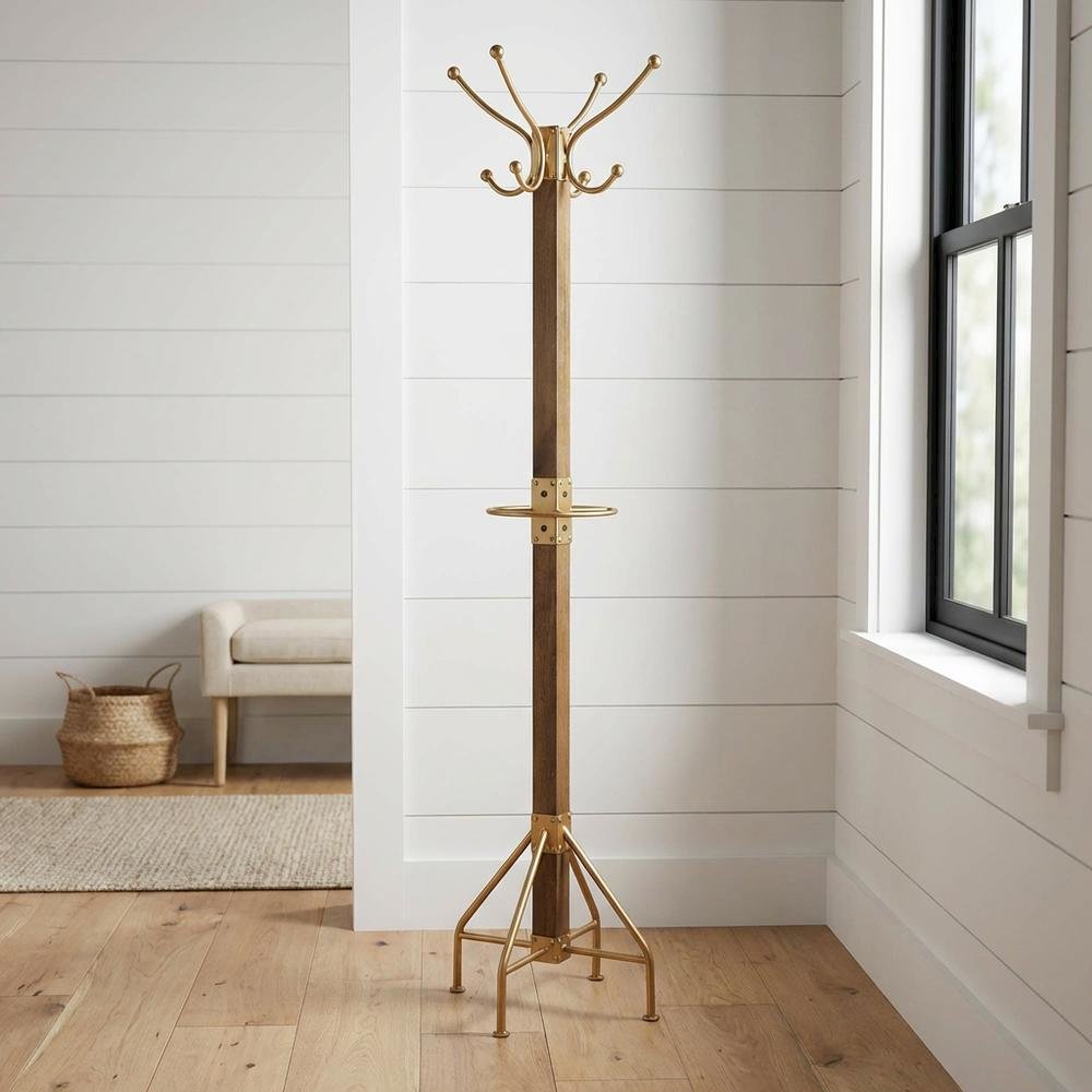 Freestanding Coat Rack with Hooks, Transitional Hall Tree for the Entryway. Picture 2