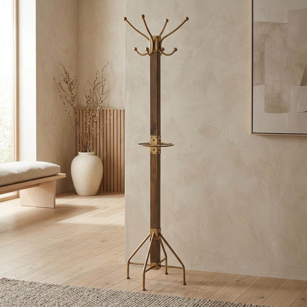 Freestanding Coat Rack with Hooks, Transitional Hall Tree for the Entryway. Picture 3
