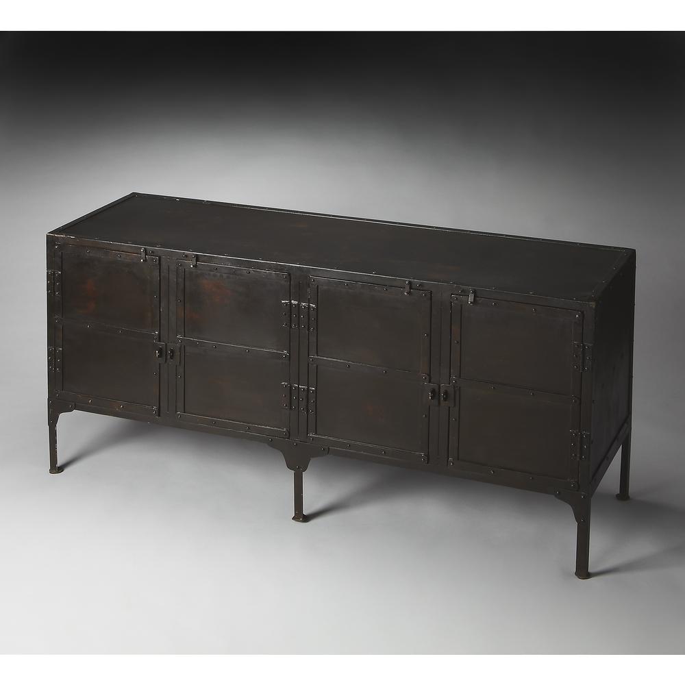 Owen Industrial Chic Console Cabinet, Black. Picture 4