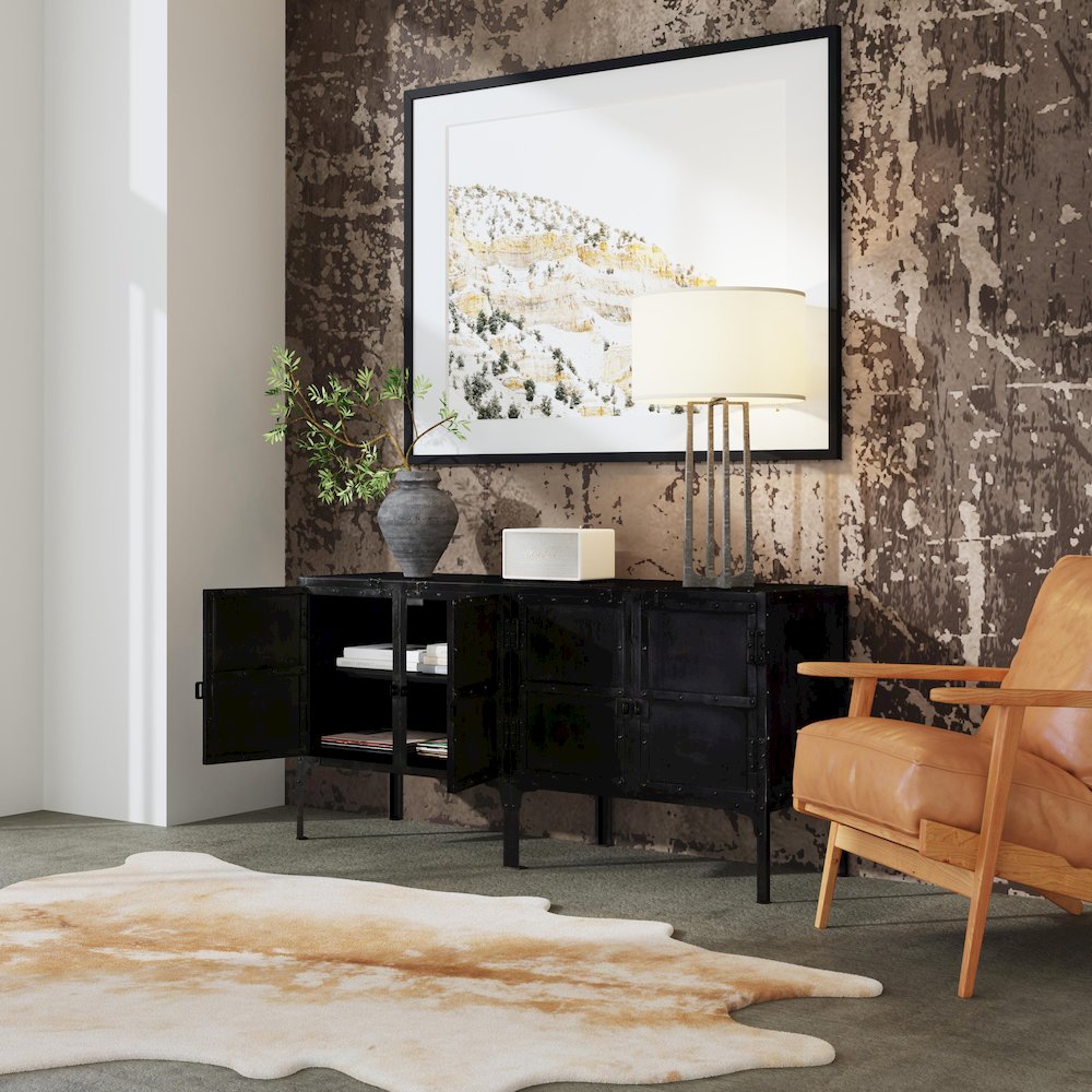 Owen Industrial Chic Console Cabinet, Black. Picture 5