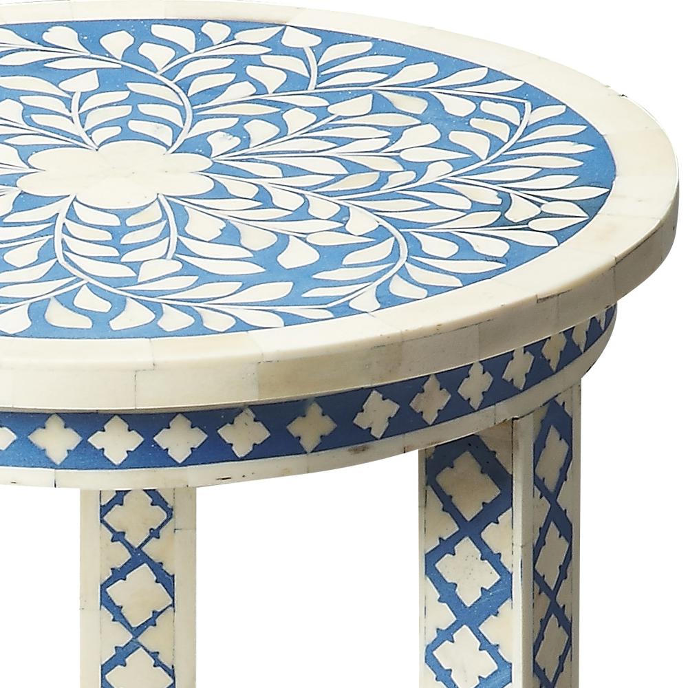 Vivienne Bone Inlay Side Table, Blue. Picture 2