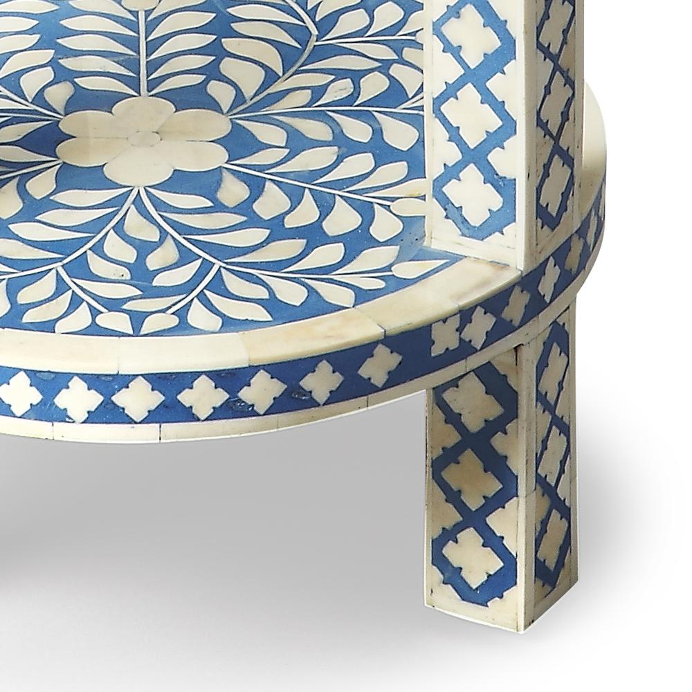 Vivienne Bone Inlay Side Table, Blue. Picture 3