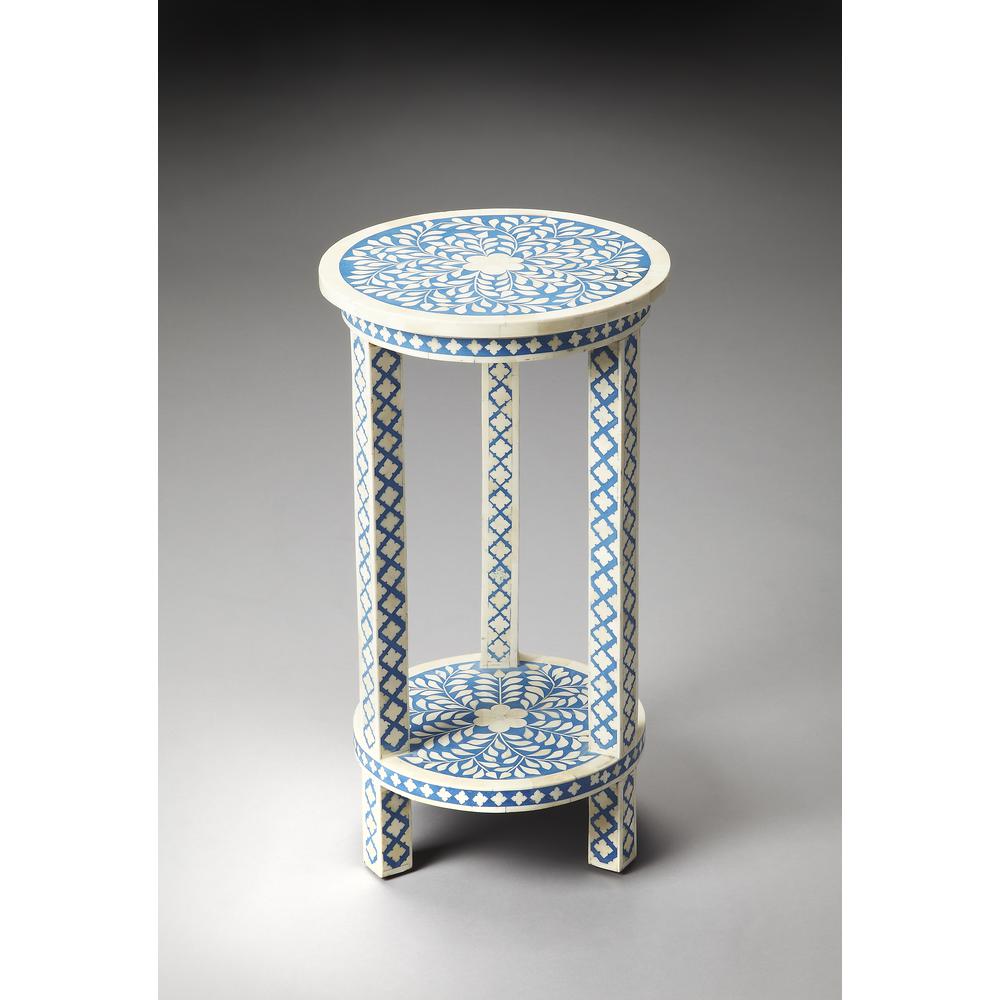 Vivienne Bone Inlay Side Table, Blue. Picture 4