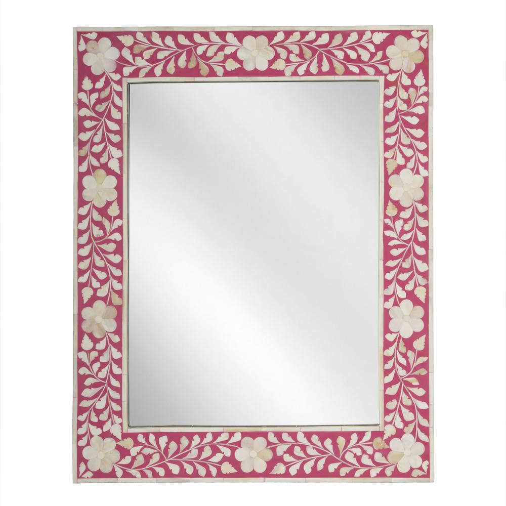 Vivienne Pink Bone Inlay Wall Mirrored, Pink. Picture 1