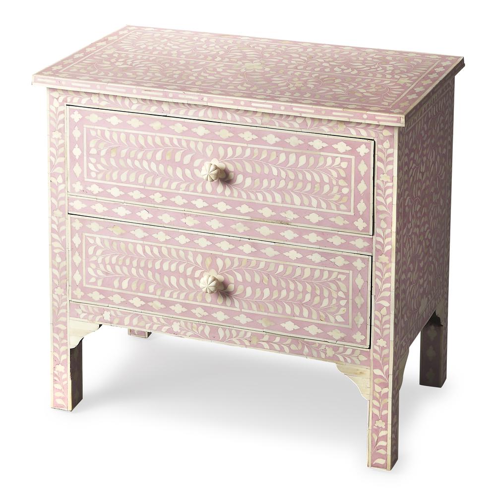 Vivienne Pink Bone Inlay Accent Chest, Pink. Picture 1