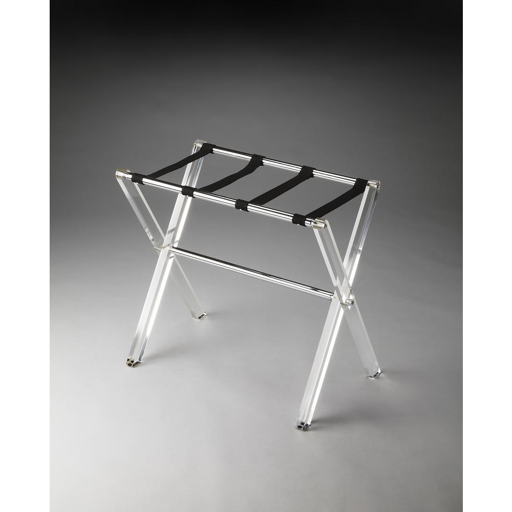Crystal Clear Folding Acrylic Luggage Rack, Clear. Picture 3