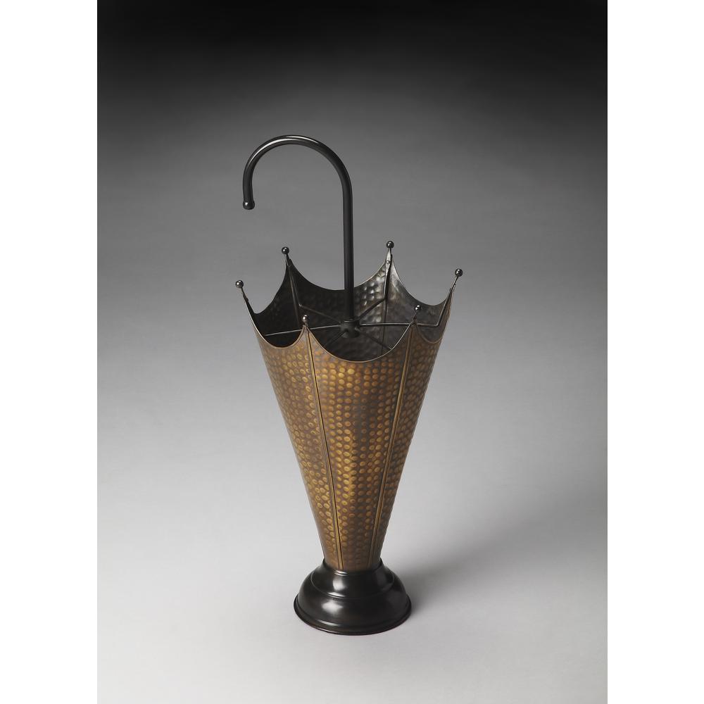 Poppins Antique Brass Umbrella Stand, Gold. Picture 2